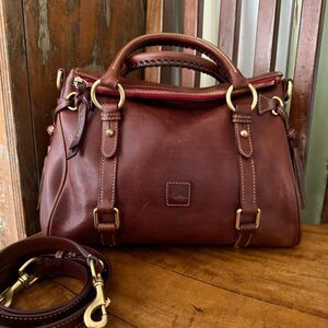 Dooney & Bourke Florentine Large Tassel Satchel Chestnut Leather Crossbody
